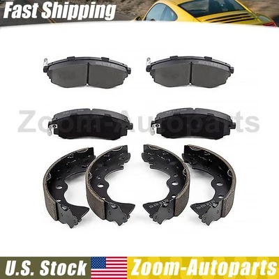 Front Rear Ceramic Brake Pads + Drum Brake Shoes for 2001-2006 Nissan Sentra - Image 1 of 4