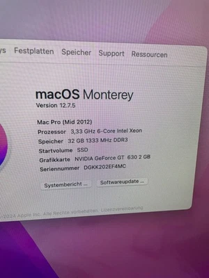 Mac Pro 2012 5.1 6 Core 3,33GHz 32 GB Monterey EMC 2629 - Bild 1 von 4