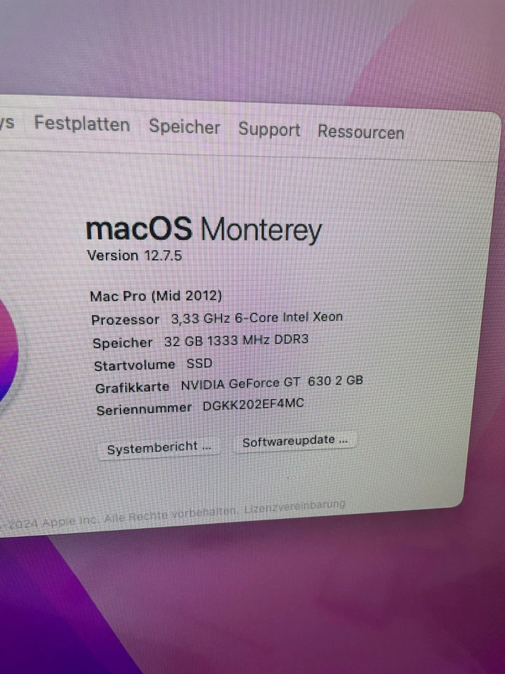 Mac Pro 2012 5.1 6 Core 3,33GHz 32 GB Monterey EMC 2629 - Bild 1 von 4