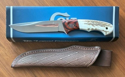 Cuchillo de hoja fija Colt Small Stag Wood Hunter CT0130 con funda y caja Foto 1 de 3