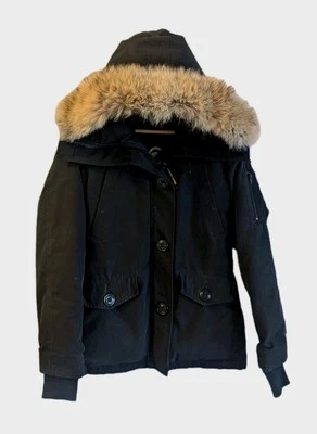 Authentic Canada Goose Down Jacket Montebello Parka Women Size S Black Fur 2530L Foto 1 de 4