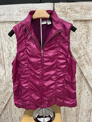 Chaleco acolchado Chicos Zenergy para mujer rosa brillante romana con cremallera acanalada talla 1 M NUEVO Foto 1 de 4