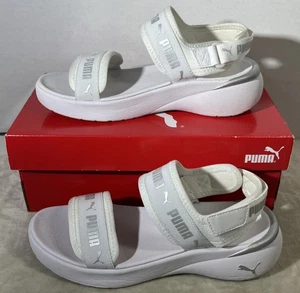 Puma Sportie Sandale Damen Größe 6 weiß metallic silber 381172 02 mit Karton - Bild 1 von 21