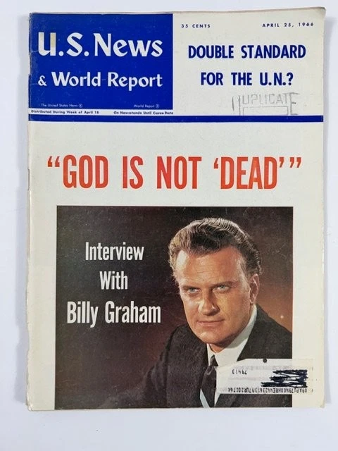 U.S. News & World Report Magazine April 25 1966 Billy Graham Interview - Image 1 of 1
