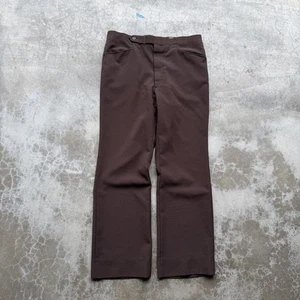 VTG 70’s Brown Flared Boot Cut Wide Dress Slacks Pants Double Knit 34 - Picture 1 of 10