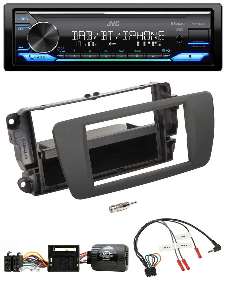 JVC Bluetooth DAB USB Lenkrad Autoradio für Seat Ibiza tuam grey - Bild 1 von 4