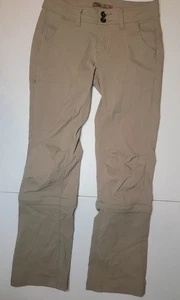 Prana Women's 2 Beige Convertible Zip Off Pants Snap Flap Back Pockets Outdoors - Picture 1 of 19