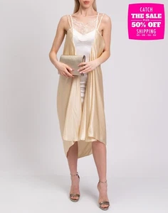 RRP€1394 Y/PROJECT Satin Shift Dress Size XS Contrast Silk Lace Made in Portugal - Picture 1 of 9