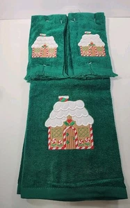 Embroidered Christmas Gingerbread House Towel Set - Picture 1 of 5
