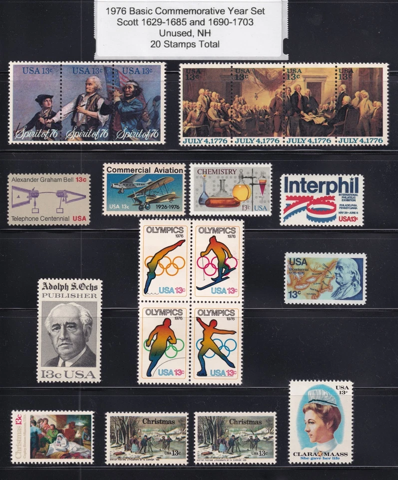 1629-1632 / 1683-1685 / 1690-1703 1976 Commemorative Basic Set, Unused NH - Image 1 of 1