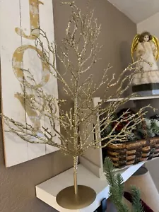 SHINY Glittered Gold Branch Twig Tree 20" Tall Christmas MCM Decor Party - Picture 1 of 9