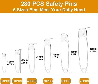280 Stück Set Sicherheits Nadel Sicherheitsnadeln Groß Klein Basteln Mini Neu - Bild 1 von 4