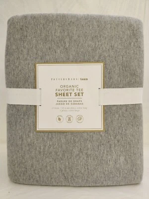 Pottery Barn Teen Organic Favorite Tee XL Juego de 3 sábanas dobles gris jaspeado Foto 1 de 2