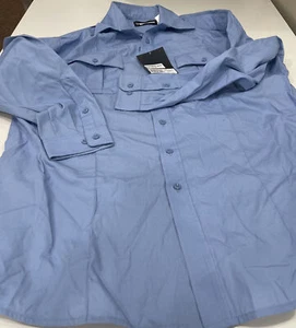 Blauer- Mens Dusty Blue Long Sleeve Half Button Shirt- Size 18.5 - Picture 1 of 2
