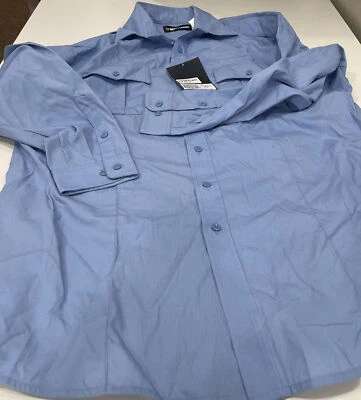 Azul - Camisa Para Hombre Azul Polvoriento Manga Larga Medio Botón - Talla 18.5 Foto 1 de 2