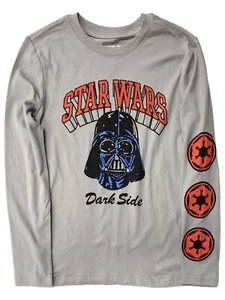 Star Wars Boys Gray Darth Vader Dark Side Long Sleeve T-Shirt Tee Shirt L 10-12 - Picture 1 of 2