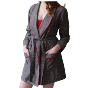 Women's Hemp Lingerie Robe Organic Cotton Made in USA House Pajama Wrap Tie Belt - Picture 1 of 6