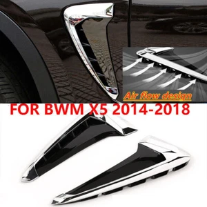 Side Marker Fender Air Wing Vent Trim M Cover Chrome For 2014+ BMW F15-X5 X5 35I - Picture 1 of 6