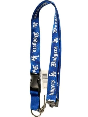 LOS ANGELES DODGERS 2-Sided Lanyard Keychain Old English Font Design Licensed - Image 1 of 2