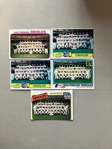 Baltimore Orioles (5 Team Checklists) 1 has a bad cut) All are unmarked) - Picture 1 of 2