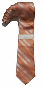 Michael Kors NEW Orange Slim Striped Men's Neck Tie Silk $69 A3670 - Picture 1 of 1