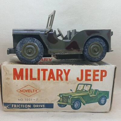 VINTAGE TOY MILITARY JEEP FRICTION DRIVE 12CM X6X4 MADE IN HONG KONG - Image 1 of 4
