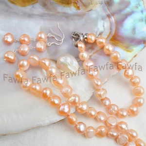 7-9mm Natural Multicolor Freshwater Baroque Pearl Necklace Bracelet Earrings Set - Picture 1 of 12