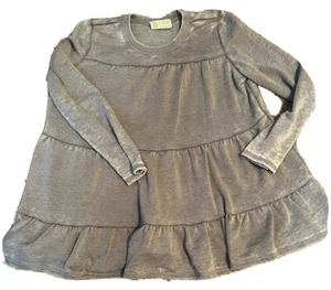 Saturday Sunday By Anthropologie Tiered Tunic S Gray Tie Dye Long Slv Women Top - Picture 1 of 5