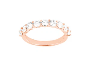 0.90ct Diamond Wedding Band Ring 14k Rose Gold Round Cut H SI2 Prong Set - Picture 1 of 3