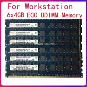 Hynix DDR3 Ram 24GB (6x4GB) PC3-10600E 1333 MHZ ECC Memory UDIMM for Workstation - Picture 1 of 3