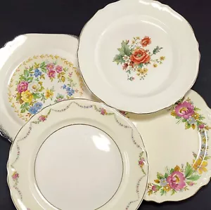 Decorative Mismatched Plate Collage Vintage Cottage Shabby Gallery Wall Set of 4 - Picture 1 of 15