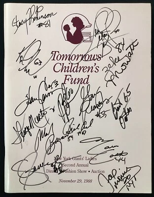 Mark Bavaro Signed Dinner Program 1988 NY Giants Harry Carson Oates +11 Auto TPG - Image 1 of 4