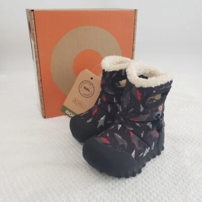 Bogs B-MOC Insulated Waterproof Boot Black/ Multi Sharks Size 4 New - Image 1 of 4