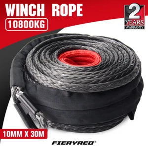 FIERYRED Winch Rope 10mm x 30m Dyneema SK75 Synthetic Rope Tow Recovery Offroad - Picture 1 of 12