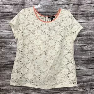 Style & Co 1X Beige Crochet Lace Top Tank Lined Short Sleeve Career NWT NEW - Picture 1 of 5