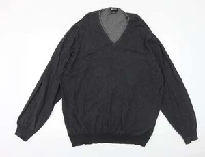 Haggar Mens Grey V-Neck Acrylic Blend Jumper Size XL Long Sleeve - Picture 1 of 12