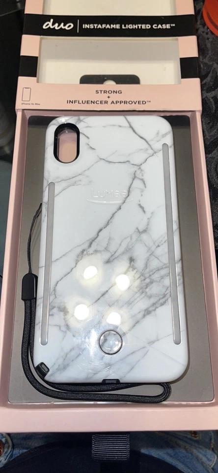 LuMee Duo Illuminating Selfie Case For iPhone XS Max In White Marble-New! - Image 1 of 4