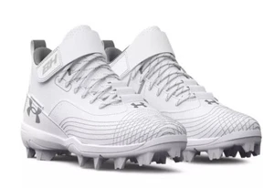 Under Armour Harper 7 Mid RM Youth Boys Kids White Baseball Cleats # 3025598 - Picture 1 of 2