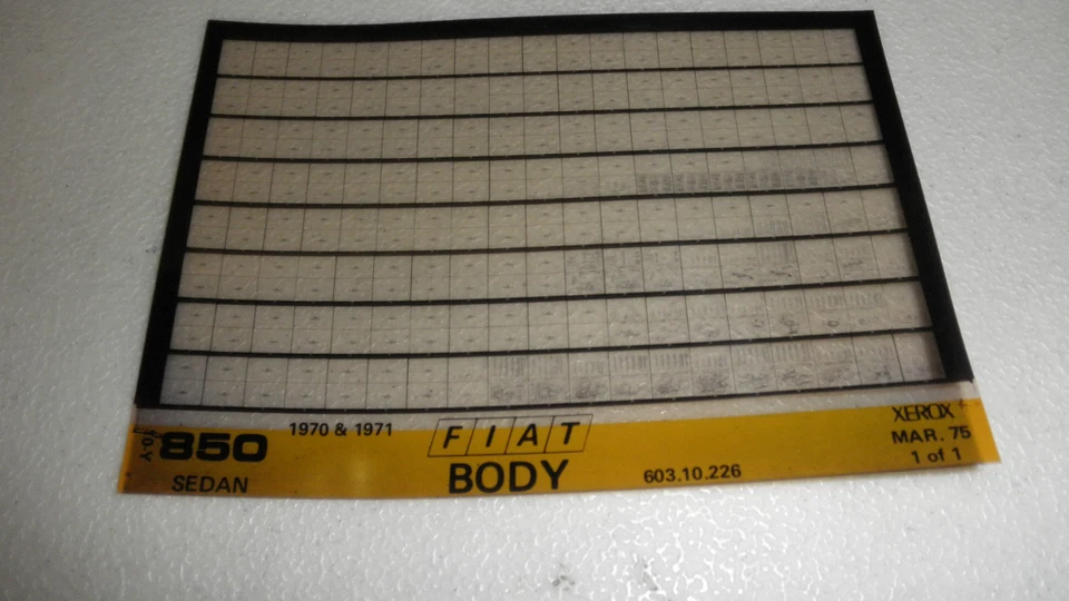 Fiat Factory #603.10.226 (10-Y) 1970-71 850 Sedán Carrocería y moldura ¡Catálogo de fichas Mirco! Foto 1 de 1