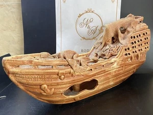 Vintage Aquarium Fish Tank Decoration Ceramic Figure Big Ship 16” Aquarium Decor - Picture 1 of 24