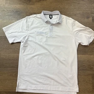 Footjoy Polo Shirt Mens Large White Golf Pocket Short Sleeve Casual Outdoor - Picture 1 of 8