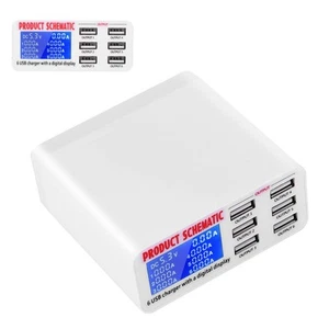 6Port 6A Usb Charger Charging Station Dock With Lcd Display 100-240V (Eu Pl HLF - Photo 1 sur 12