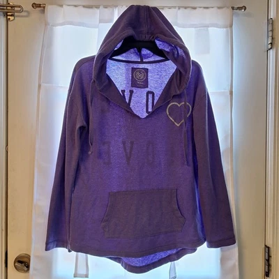 SO Pullover Sudadera con Capucha Bolsillo Frontal Amor Corazón Gráfico Morado M Y2K 2000 Grunge Suave Foto 1 de 4