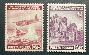 64. Poland stamps,1941 ,WW2 begin USA Embassy ruins Warsaw ,MH - Picture 1 of 2