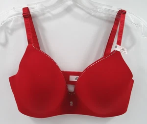 -NUEVO CON ETIQUETAS Victoria's Secret Camiseta Lentejuelas Rojas Sujetador Inalámbrico Ligeramente Forrado Talla 36D - Imagen 1 de 3
