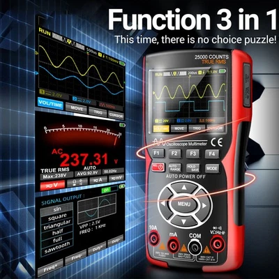 3 In 1 Oscilloscope 50MHz 280MSa/s 2 Channel Oscilloscope 25000 Counts Digi Fit - Image 1 of 4