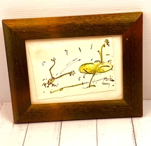 Vintage 1970s Frog Art by Nancy Hunt "Leap Frog" Framed Original Drawing Art - Picture 1 of 9