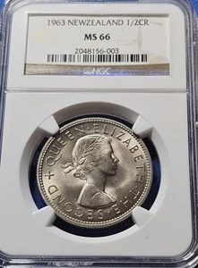A 1963 NEW ZEALAND HALF CROWN NGC MS66!!! - Picture 1 of 2