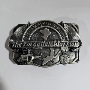 Vietnam Veteran The Forgotten Warrior Belt Buckle Vintage 80s - Picture 1 of 5