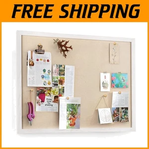 Large Cork Bulletin Board 23x18 - Wood Frame, Linen Surface - Picture 1 of 11